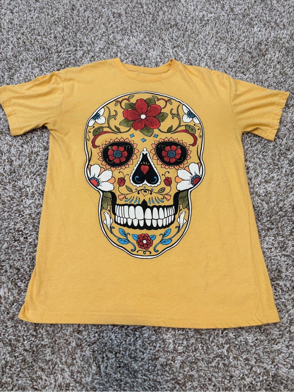 Yellow Sugar Skull Short Sleeve Tee